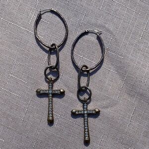 Cross Pierced Dangle Earrings